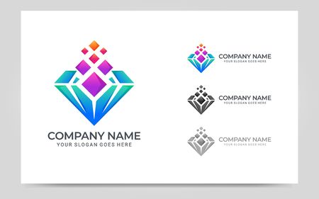 Modern diamond digital mining logo. Editable logo designのイラスト素材