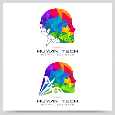 Collection of human tech logo design. Graphic design element.のイラスト素材