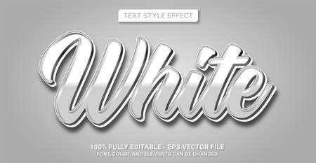 Text Style with White Color Theme. Editable Text Style Effect. Graphic Design Element.のイラスト素材