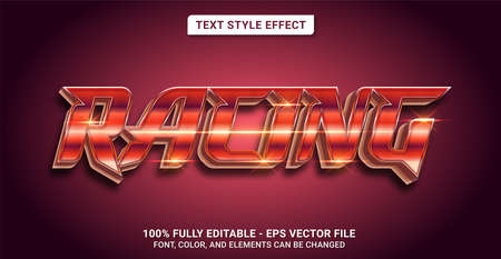 Text Style with Racing Theme. Editable Text Style Effect. Graphic Design Element.のイラスト素材
