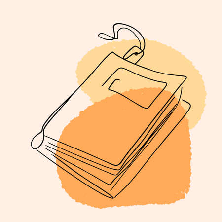 Vector image of line art doodle orange book with bookmark abstractのイラスト素材