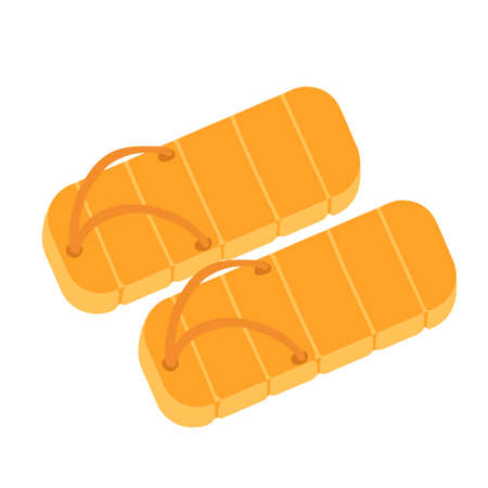 Vector drawing of yellow flip-flops for pool or going to the beach shoes on white backgroundのイラスト素材