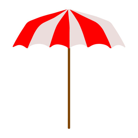 Vector image of a beach open umbrella from the sun red-white stripeのイラスト素材