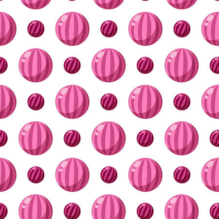 Seamless patterns on a white background in a flat style with elements of candy ball. Texture for web page, greeting cards, posters and banners. Prints on fabric and paper.のイラスト素材