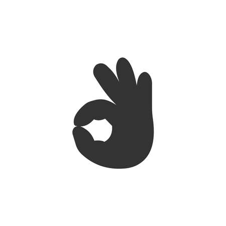 Ok hand vector illustration icon. Agreement symbol  YES sign with fingers isolated icon on white backgroundのイラスト素材