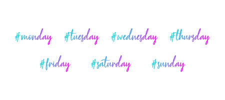 Set of week days with the hashtag. Vector illustration on white backgroundのイラスト素材