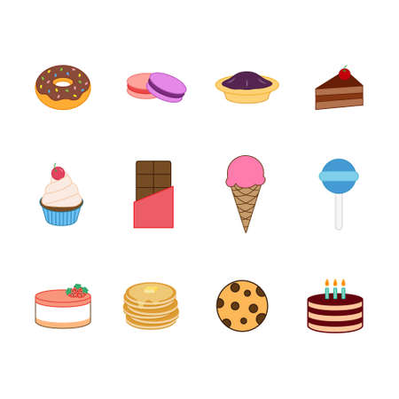 Sweets icons set. delicious, desserts sign. decorative, candy, birthday symbol for web and mobile...
