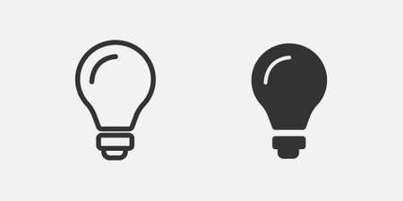 Lightbulb, idea outline icon for website and mobile app on grey background. Vector illustrationのイラスト素材