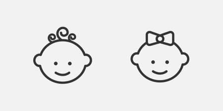 vector illustration of a baby head. baby boy and baby girl symbol vectorのイラスト素材