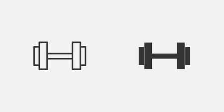 vector icon of dumbbell. fit, weight, gym, fitness, sport, exercise symbol sign on grey backgroundのイラスト素材