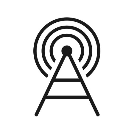 antenna icon. antenna tower, broadcast flat style symbol. cellular, transmission, wave,  telecommunication symbol sign icon for web and mobile appのイラスト素材