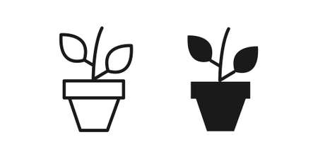 vector illustration of plant in pot icon. filled and linear style flat decoration sign for mobile concept and web designのイラスト素材