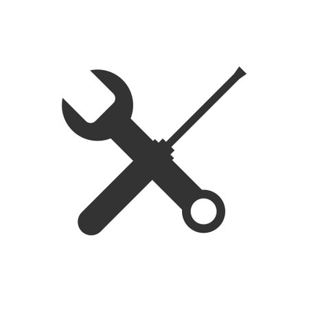 Wrench and screwdriver crossed icon on white background. Wrench and Screwdriver crossed icon for web and mobile appのイラスト素材