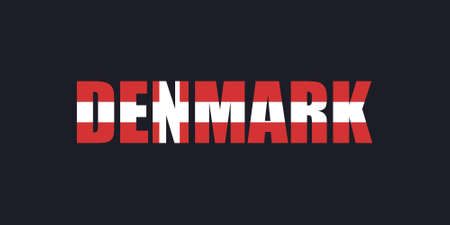 Country text, isolated on dark background, vector illustration. Country flag. Country name text lettering with flag illustration. Country word with flag design.のイラスト素材