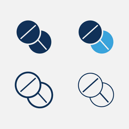 pharmacy icon set isolated symbol in different style illustration. Medicine vector icons designed in filled, outline, line and stroke styleのイラスト素材