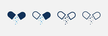medical pharmacy icon set isolated symbol in different style illustration. Medicine vector icons designed in filled, outline, line and stroke styleのイラスト素材
