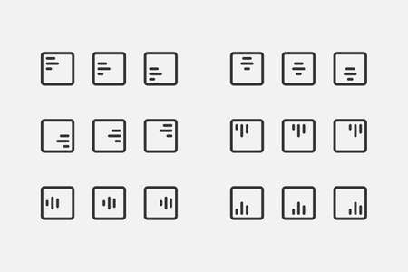 Set of alignment vector icon isolated. Vector illustration style is flat iconic symbol. Designed for web and app design interfacesのイラスト素材
