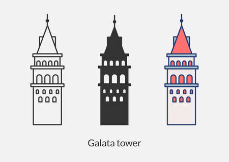Galata tower in Istanbul icon in different style vector illustration. Galata tower in Istanbul vector icons designed filled, outline, line and stroke style for mobile concept and web design.のイラスト素材