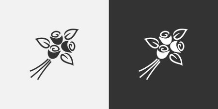 Flower bouquet vector icon. Black and white vector symbols for your design.のイラスト素材