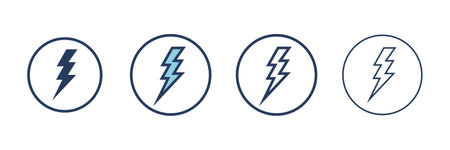 Electricity icons set. Set of energy vector symbol. Filled and Linear style sign for mobile concept and web design. Electricity symbol illustration. Pixel vector graphics - Vectorのイラスト素材