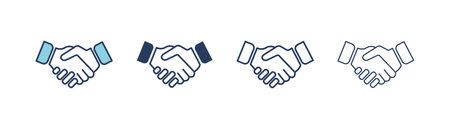 Handshake icon. Business vector symbol. Filled and Linear style sign for mobile concept and web design. Handshake symbol illustration. Pixel vector graphics - Vectorのイラスト素材