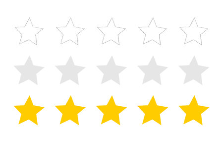<p>Rating stars icon. Customer experience icon. 1 to 5 star satisfaction rating icon vector symbol sign. Rating vector illustration on isolated background.</p>のイラスト素材