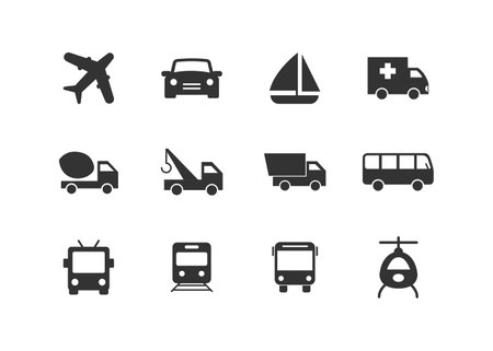 Set of transportation icon. car, ship, truck, airplane icon flat style isolated on white background. transport symbol. Vector illustration eps 10のイラスト素材