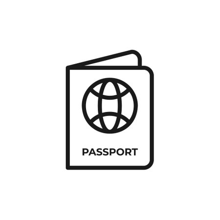 Passport icon vector illustration. International passport line icon. Visa, document, arrival. Customs concept. Vector illustration can be used for topics such as citizenship, immigration, travのイラスト素材