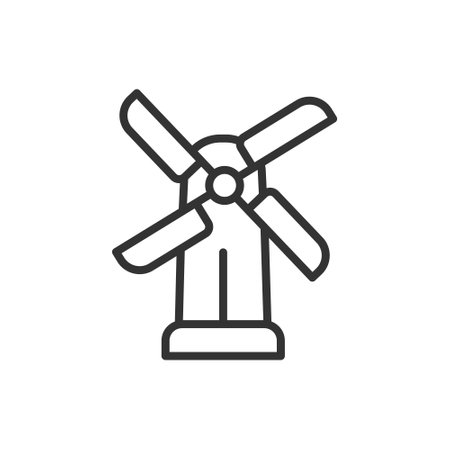 Wind turbine icon vector. Linear style sign for mobile concept and web design. Wind energy symbol  vector illustration. Flat vector simple element graphics - vector.&#xD;のイラスト素材