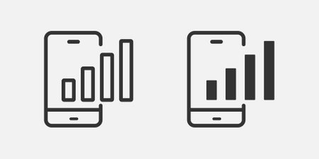 vector illustration of mobile diagram icon on grey background for website, ui ux and mobile design. vector illustrationのイラスト素材