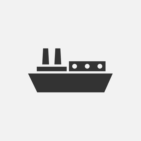 vector illustration of ship icon on grey background for graphic, website, ui ux and mobile design. vector illustrationのイラスト素材