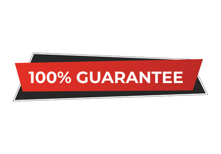 100 percent guarantee label. Quality message symbol advertising sign. Promotion message template design for web or social media. Quality banner, poster. Vector illustration&#xD;&#xD;のイラスト素材