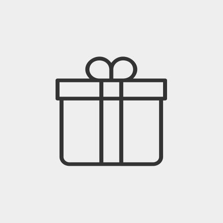 Present gift box icon. Vector isolated elements. Christmas gift icon illustration vector symbol. Surprise present linear design. Stock vector.のイラスト素材