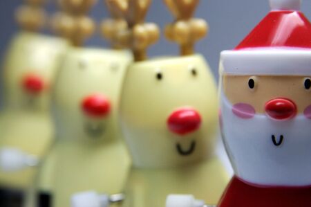 Santa and Three Reindeerの写真素材