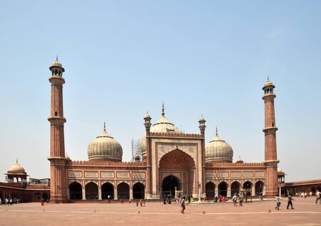 Delhi, India - April 09, 2012: The Jama Masjid Mosque is the largest in India and 25,000 people pray in the square at noon every Friday. Created by the Mughal empire in 1658. のeditorial素材
