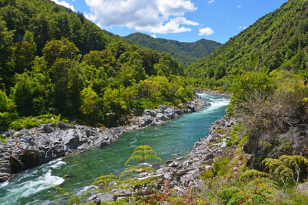 The majestic Buller River entering the Buller Gorge below Murchison Famous for adventure tourist attractions and trout fishing The majestic Buller River entering the Buller Gorge below Murchison Famous for adventure tourist attractions and trout fishing