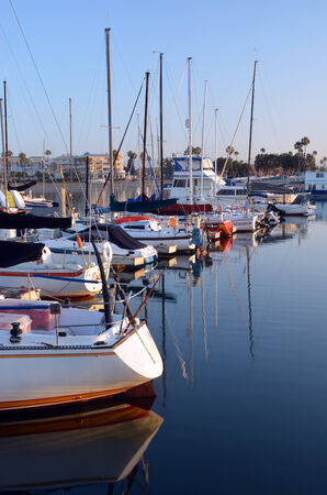 Los Angeles, USA - July 15, 2013: Marina Del Rey harbor and yachts at dawn.のeditorial素材