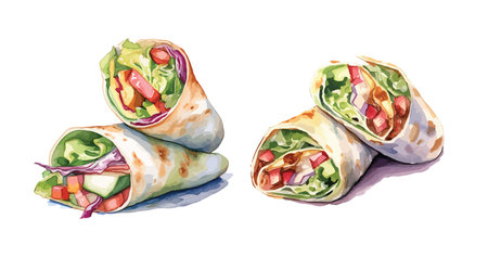 Vegetarian Fresh Spring Rolls clipart, isolated vector illustration.のイラスト素材