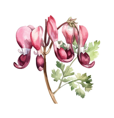 Dicentra flower clipart, isolated vector illustration.のイラスト素材