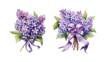Lilac flower clipart, isolated vector illustration.のイラスト素材