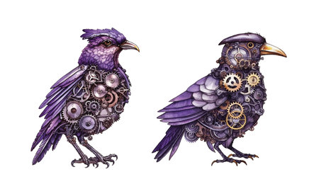 Steampunk bird clipart, isolated vector illustration.のイラスト素材