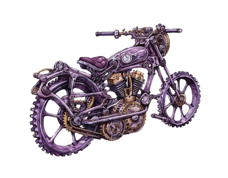 Steampunk motorcycle clipart, isolated vector illustration.のイラスト素材