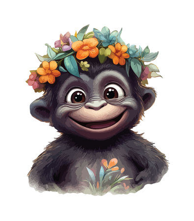 Baby gorilla clipart, isolated vector illustration.のイラスト素材