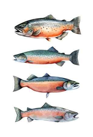 Salmon clipart, isolated vector illustration.のイラスト素材