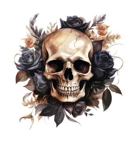 Skull clipart, isolated vector illustration.のイラスト素材