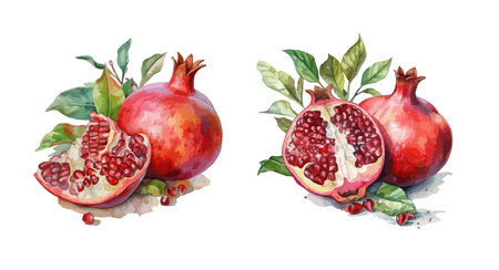 Pomegranate clipart, isolated vector illustration.のイラスト素材