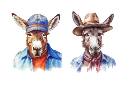 Donkey farmer clipart, isolated vector illustration.のイラスト素材