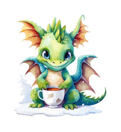 Ð¡ute dragon clipart, isolated vector illustration.のイラスト素材