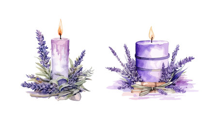 Lavender candles clipart, isolated vector illustration.のイラスト素材