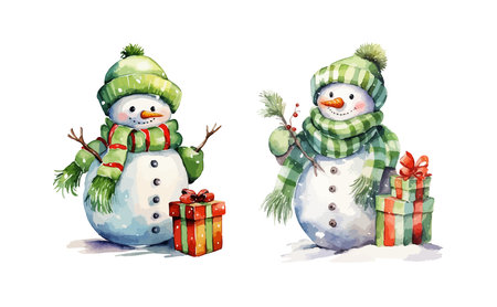 Snowman clipart, isolated vector illustration.のイラスト素材